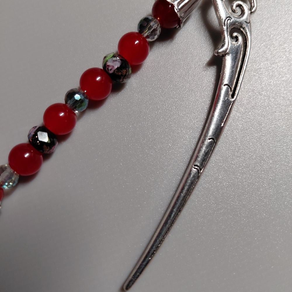 BOOK JEWELRY Beaded Book Mark With Pentagram Focal Glass Crystal Beads - Picture 4 of 7